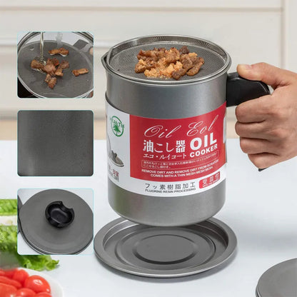 Stainless-Steel 1.5L Oil Filter Leakage Proof Kitchen Oil Tank